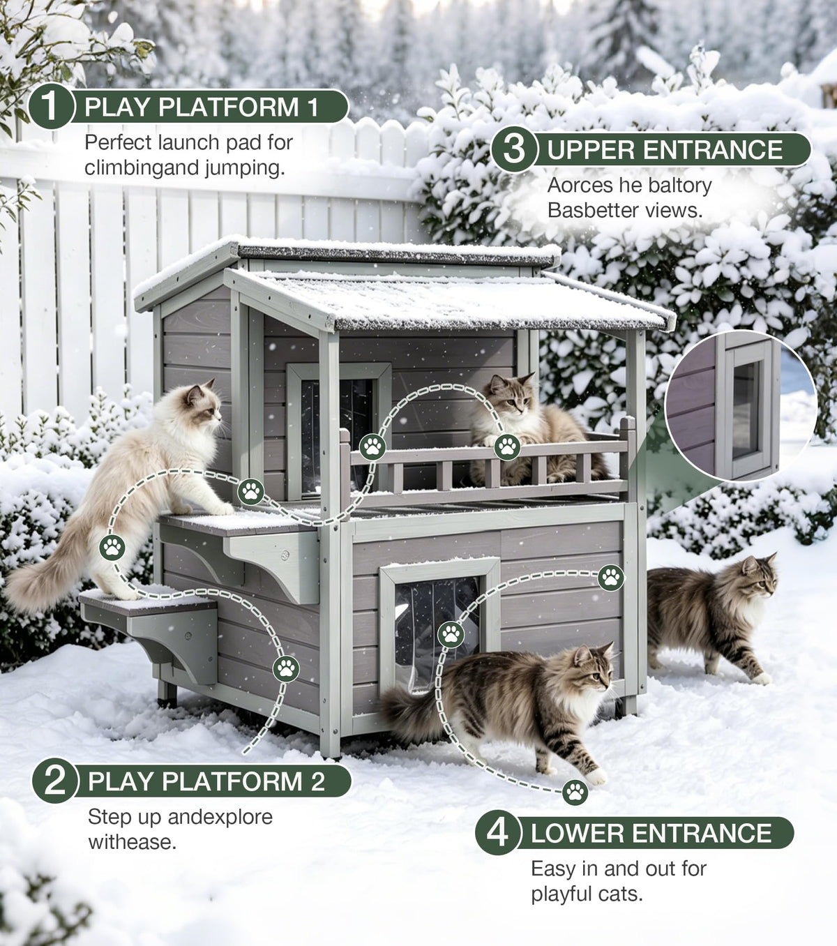 Large 2 Story Heated Cat House W838731