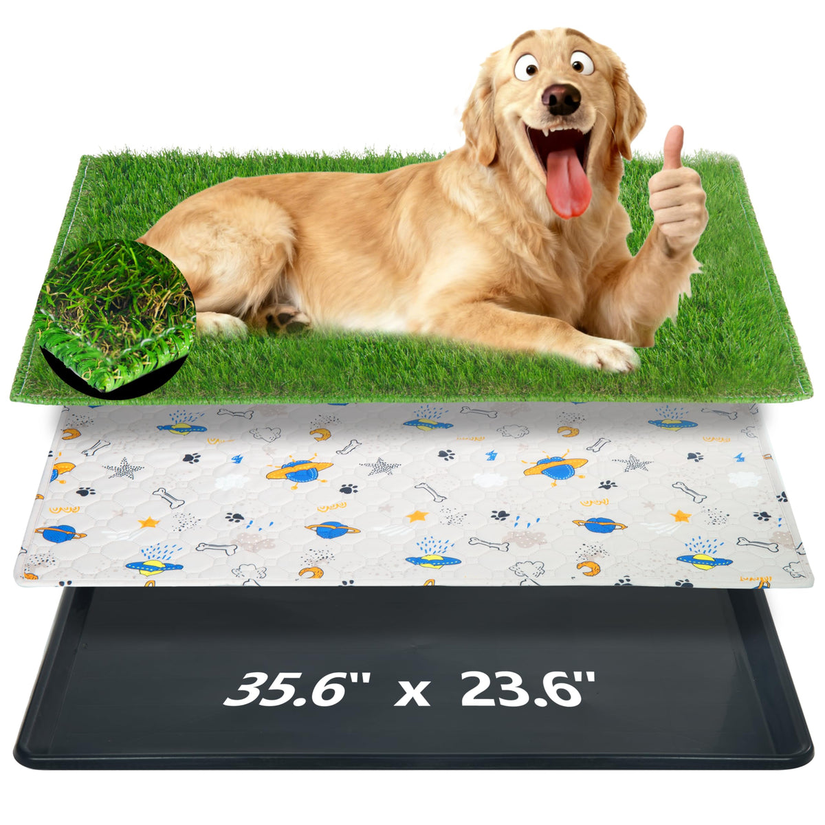 Reusable Dog Loo System with Artificial Grass Turf, Tray, 35x23in G441