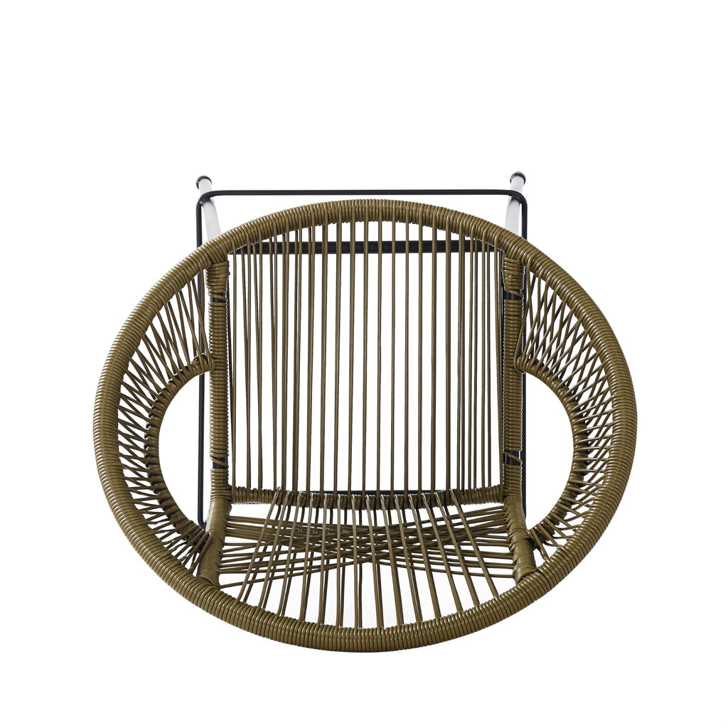 24" Height Metal Legs Faux Wicker Barstool Set of 2 M77396