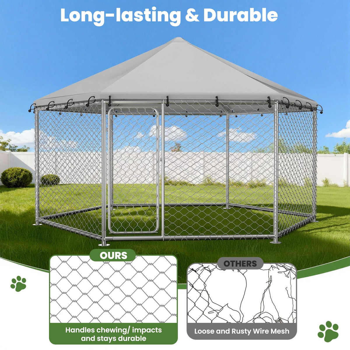 12.5x12.5 ft Outdoor Dog Kennel with Roof G4278