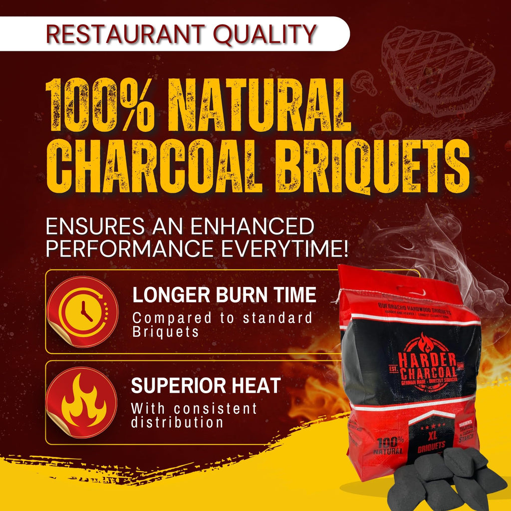 XL Quebracho Hardwood Briquets, Natural Wood Charcoal with Cassava Starch (10 LB) R677666
