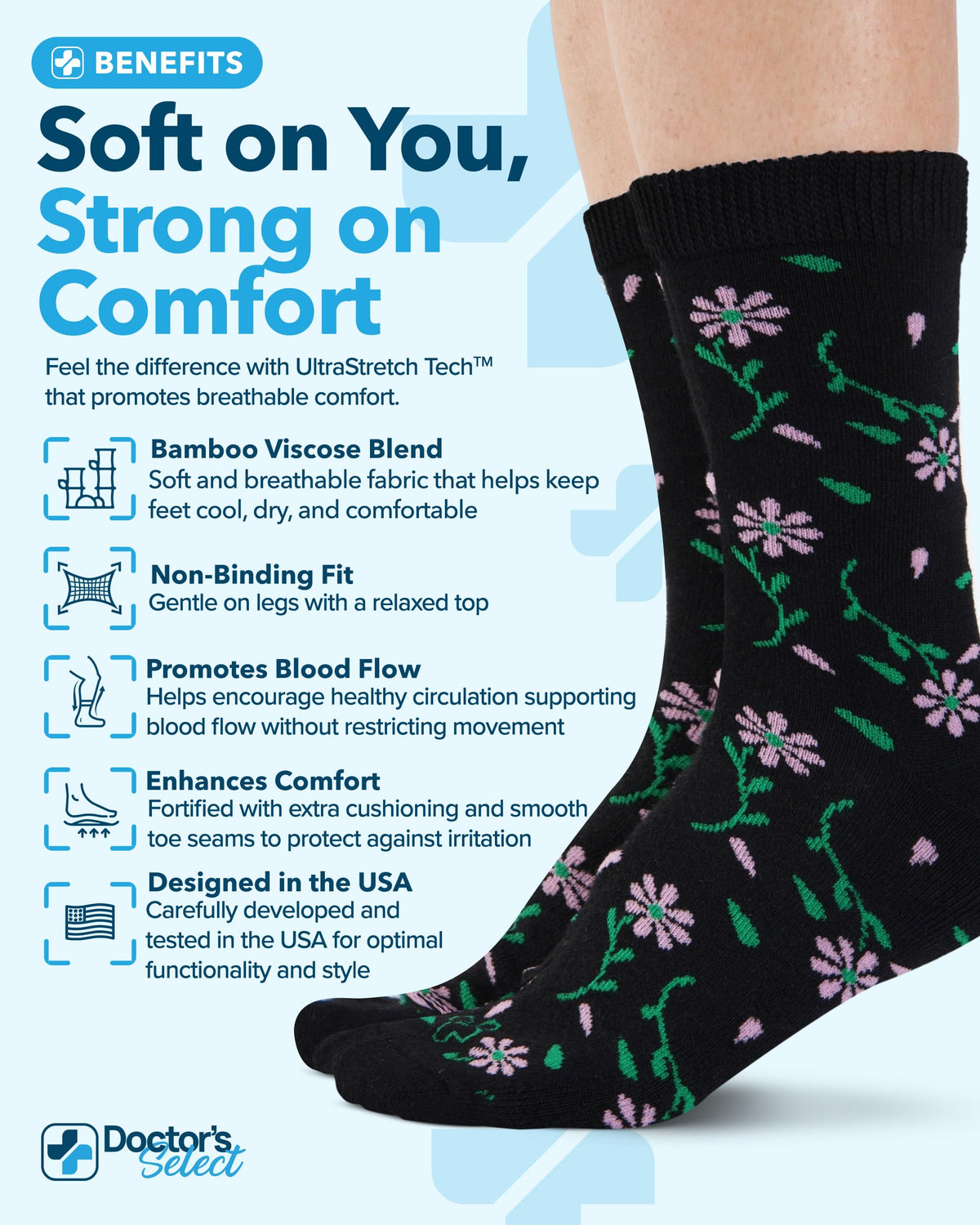 Moisture-Wicking Diabetic Socks 6 Pairs J139