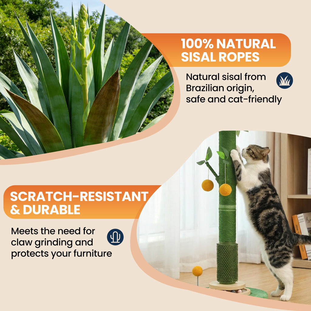 46" Extra Tall Sisal Rope Cat Scratching Post U96184