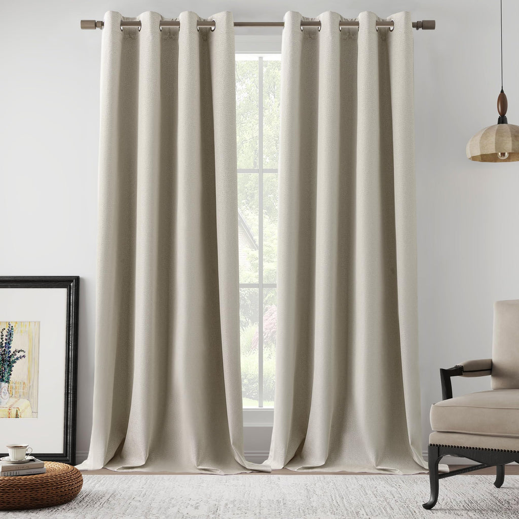 Blackout Linen Curtains 92 Inch 2 Panels B7977