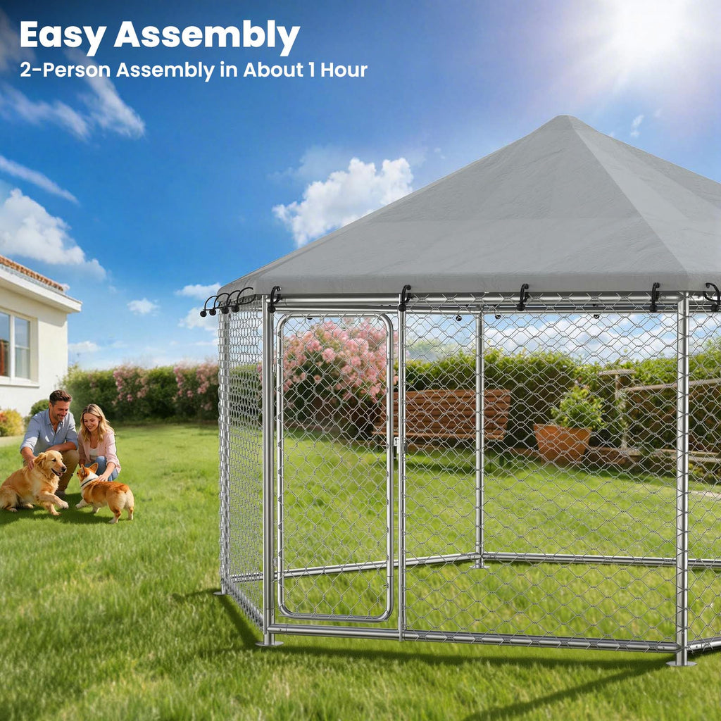 12.5x12.5 ft Outdoor Dog Kennel with Roof G4278
