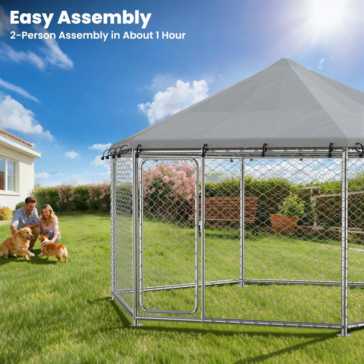 12.5x12.5 ft Outdoor Dog Kennel with Roof G4278