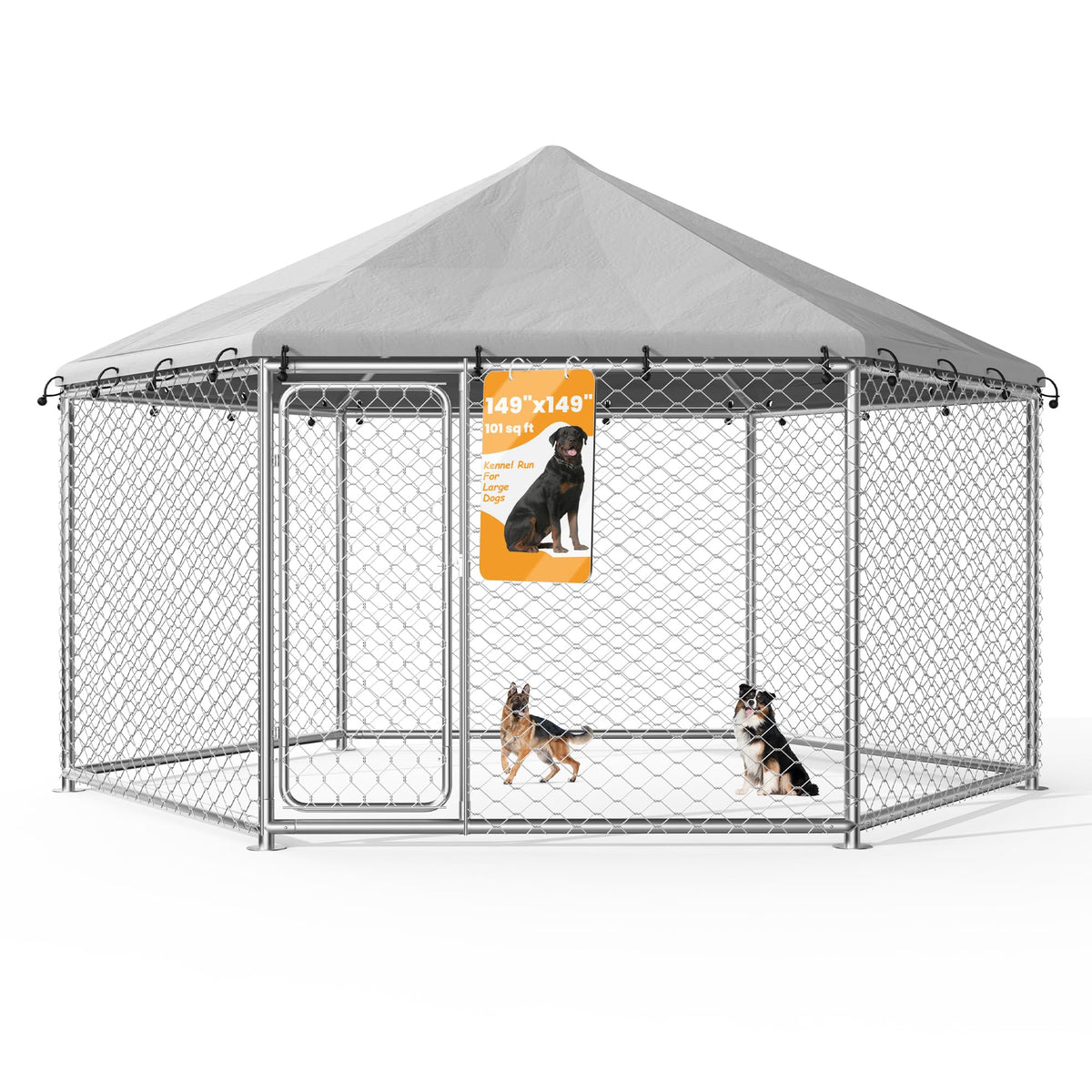 12.5x12.5 ft Outdoor Dog Kennel with Roof G4278