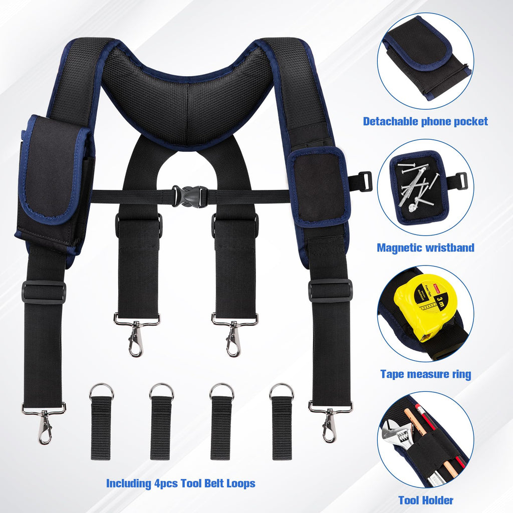 Adjustable Tool Belt with Magnetic Wristband and Pouch Pocket Q52638