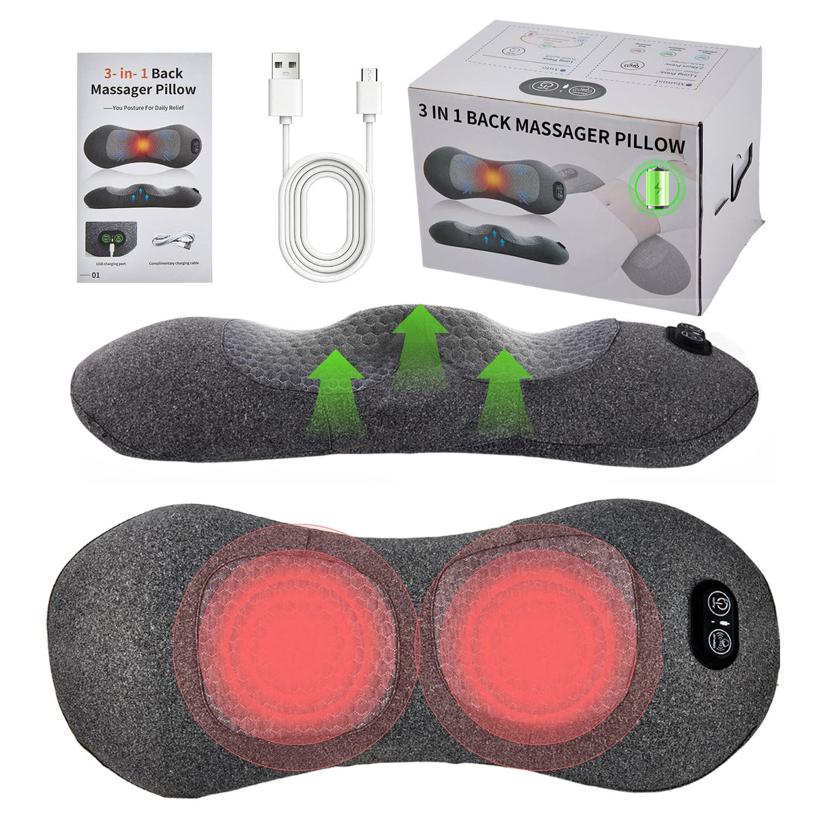 Back Massager with Heat, Vibration, Airbag Stretch M129408
