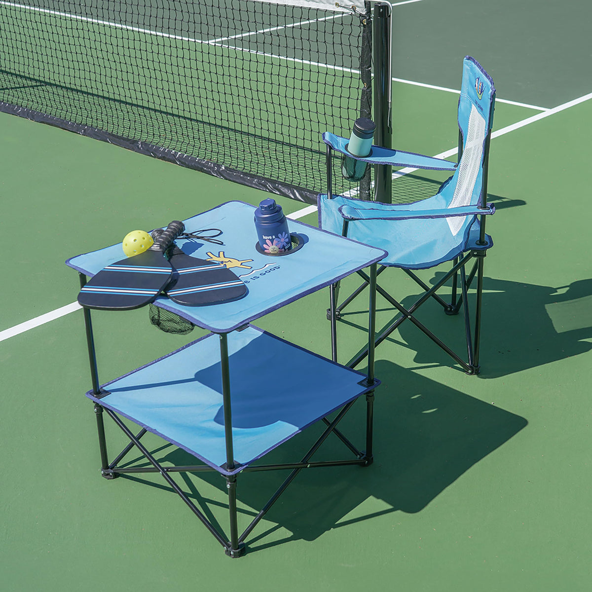 22” Square Compact Outdoor Folding Table with Cup Holders and Carry Bag I1536
