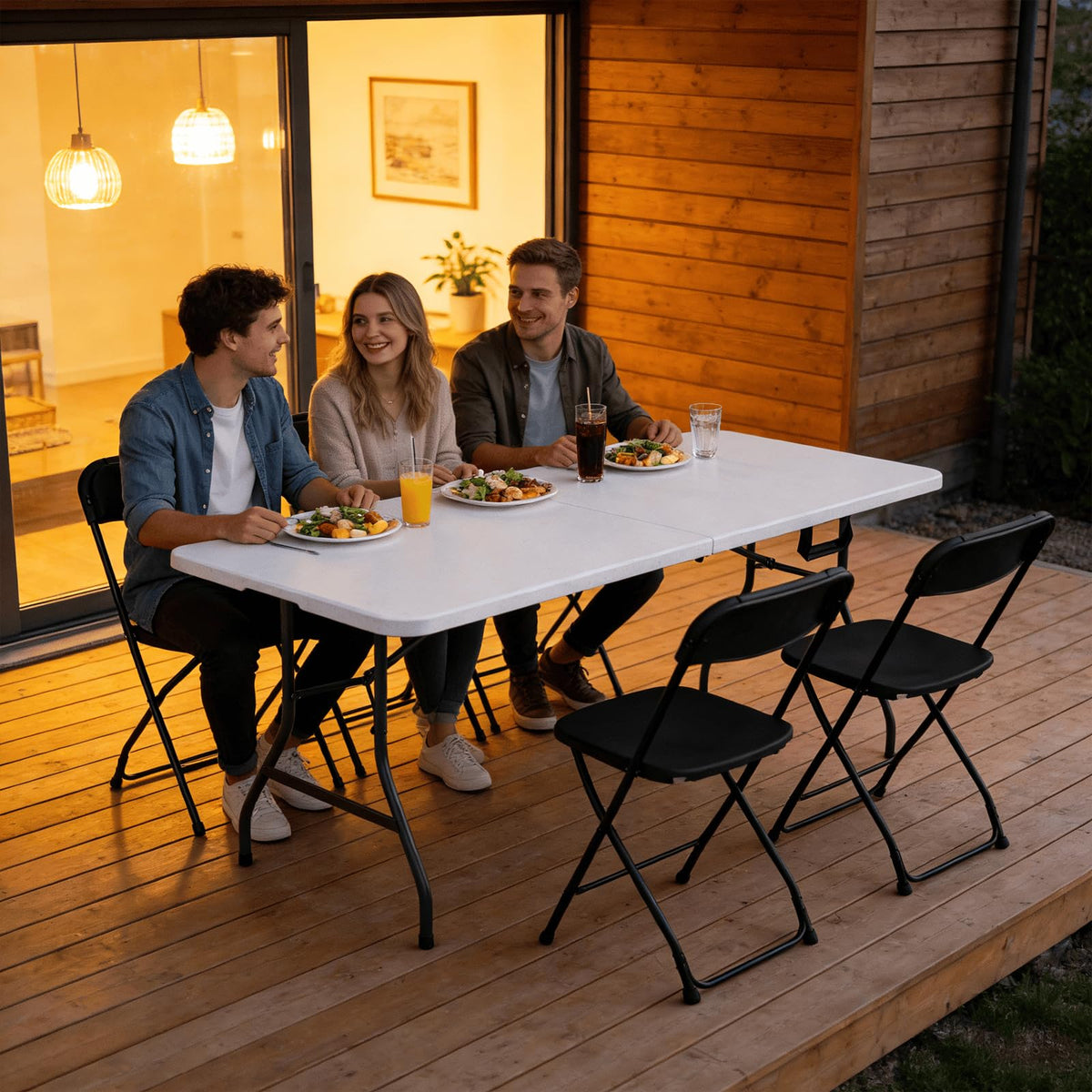 6FT White Folding Table with Steel Legs C6739