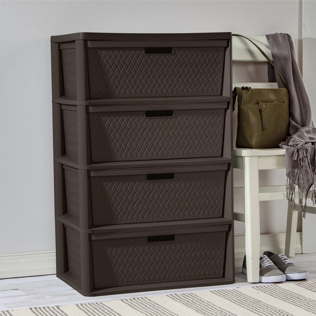 Dark Brown 4 Drawer Plastic Drawer Tower U72126