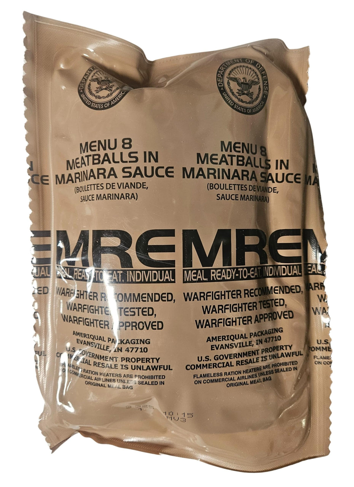 MRE Meal Ready to Eat with Entree Snacks Dessert Drink Mix Utensils Condiments Q7544