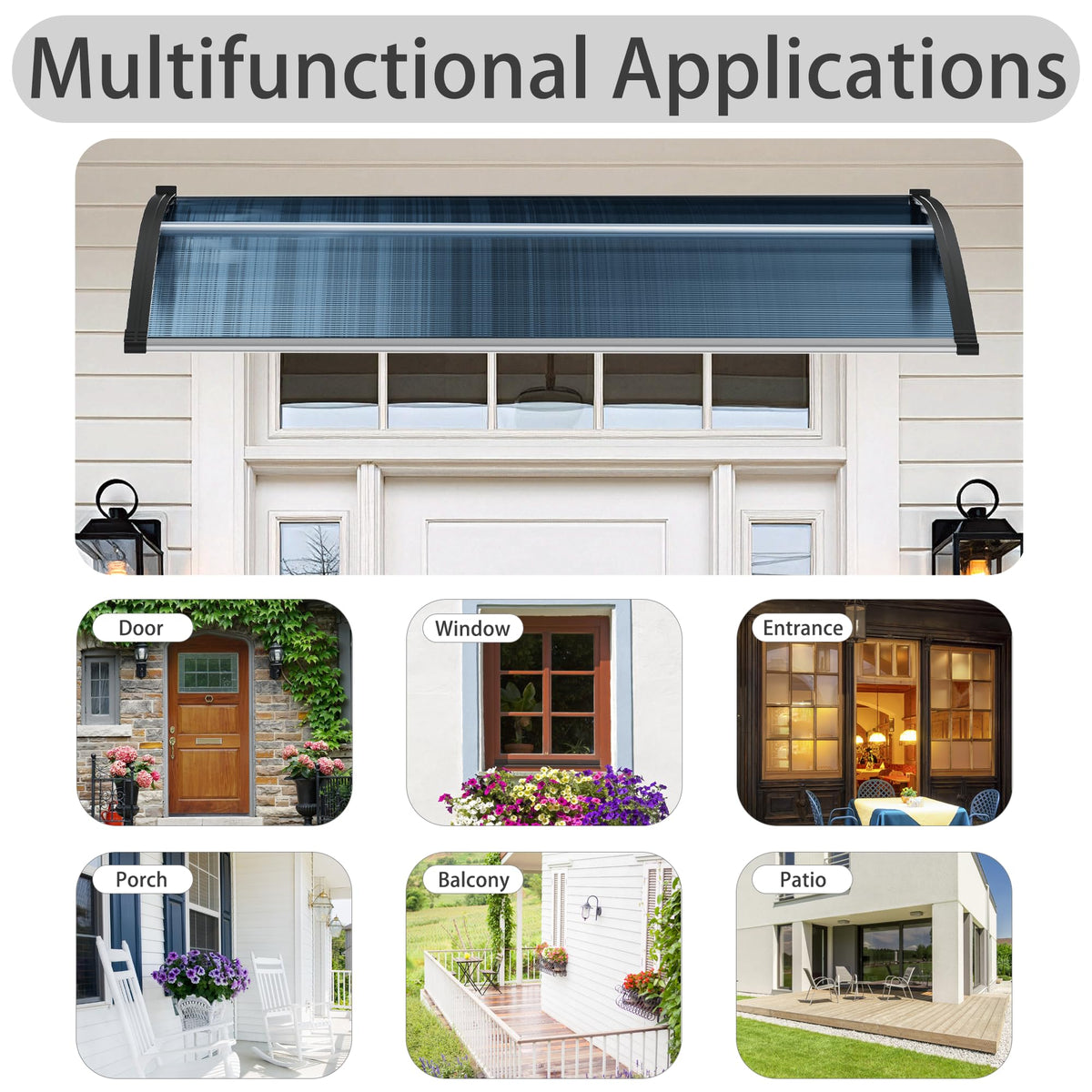 58.5x35 Inch Polycarbonate Patio Awning T72002
