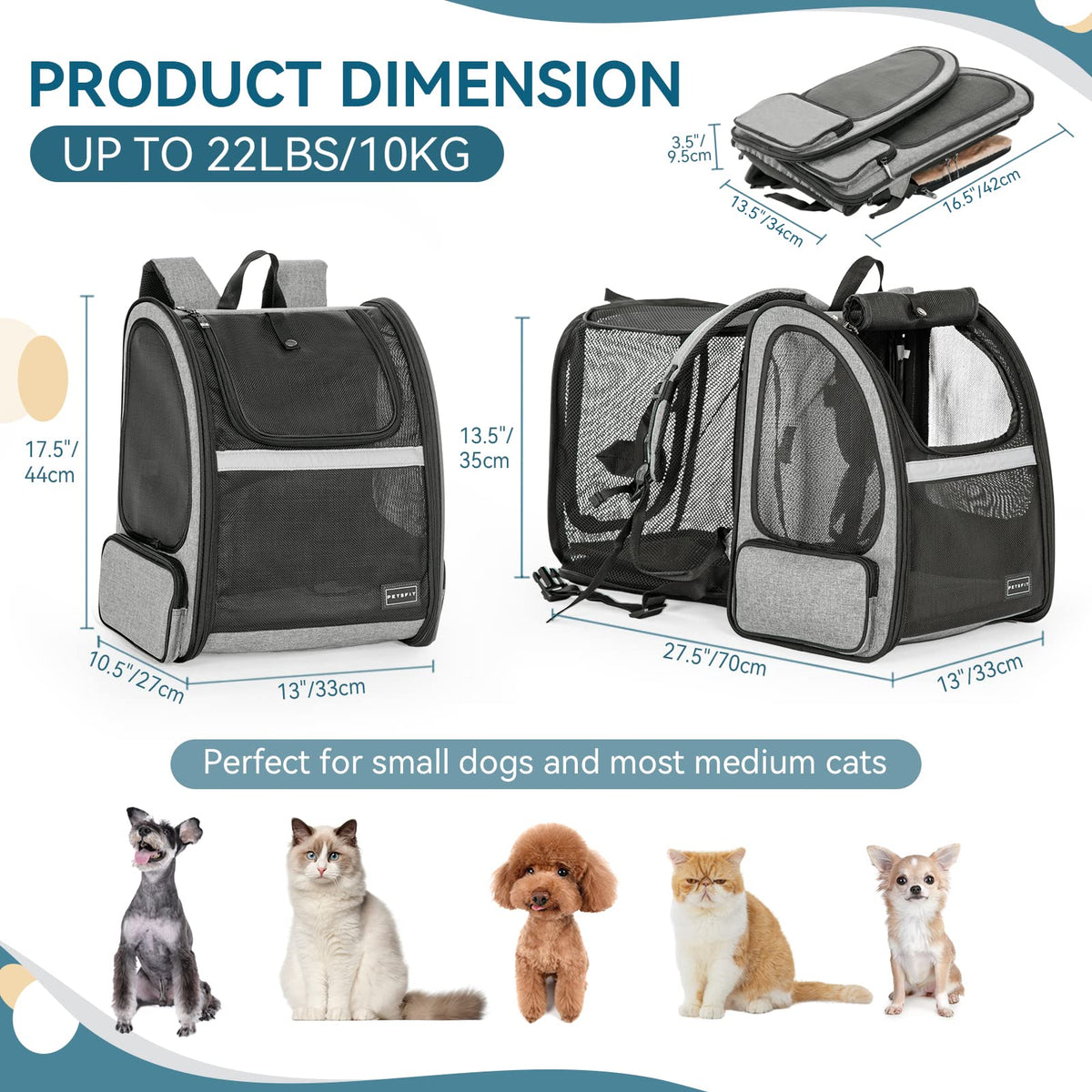 Dog Backpack Carrier with Fleece Mat F40151