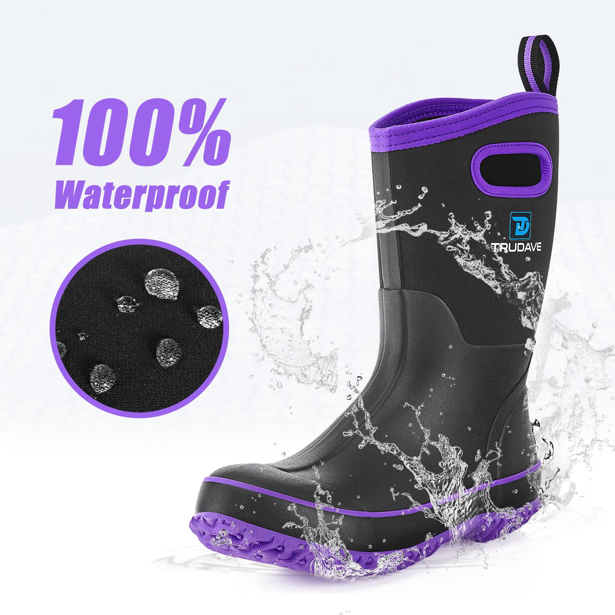 Mid Calf Waterproof Neoprene Insulated Rubber Boots H82543
