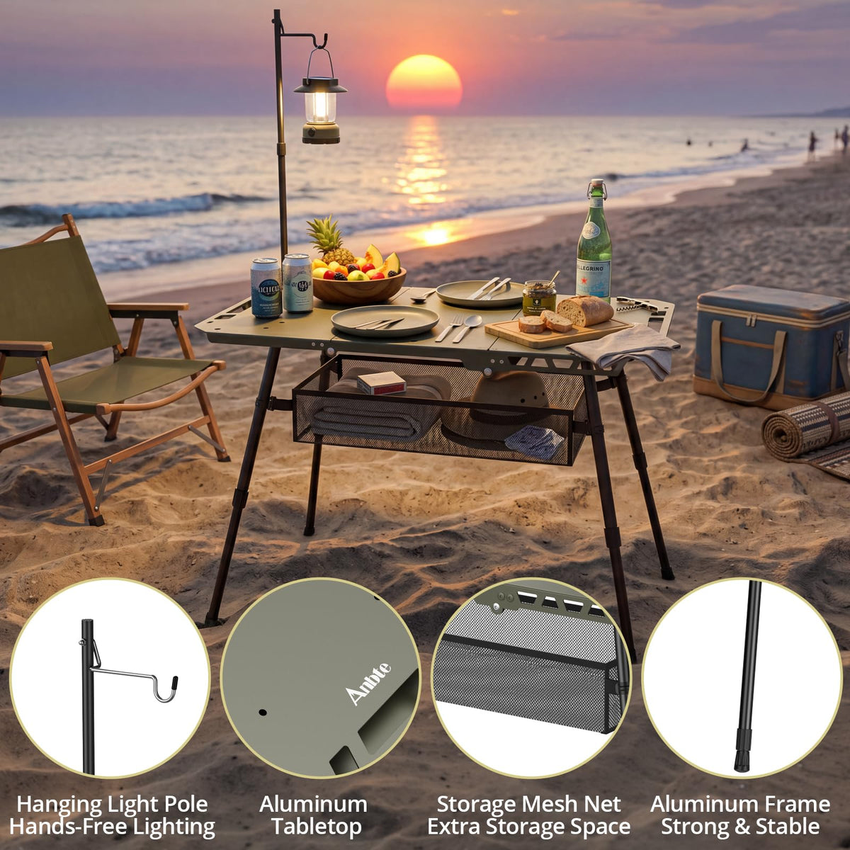 Adjustable Aluminum Folding Camping Table A441027
