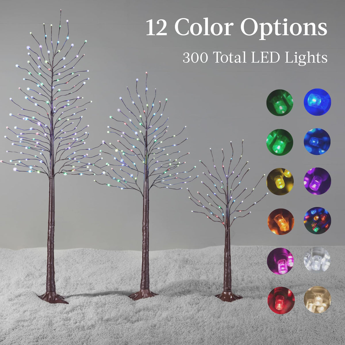 4ft 6ft 8ft Lighted Birch Tree 3Pk with LED Lights Z911949
