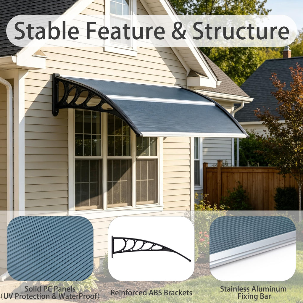 58.5x35 Inch Polycarbonate Patio Awning T72002