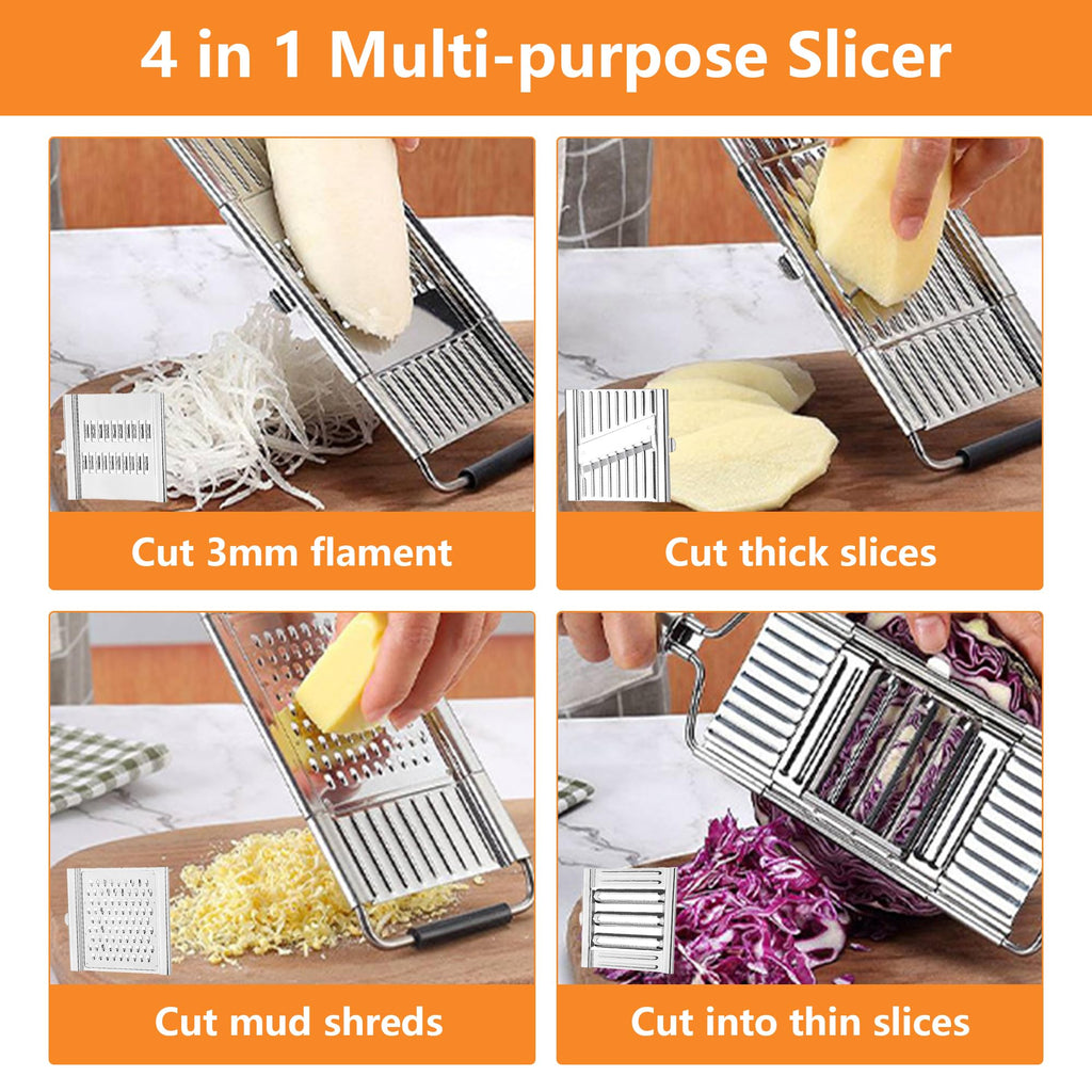 4 in 1 Stainless Steel Vegetable Chopper Grater and Slicer Set C7378