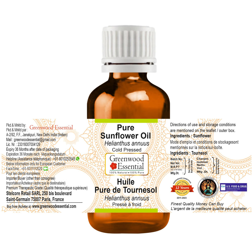 Pure Sunflower Oil Cold Pressed 30ml (1 oz) K895382