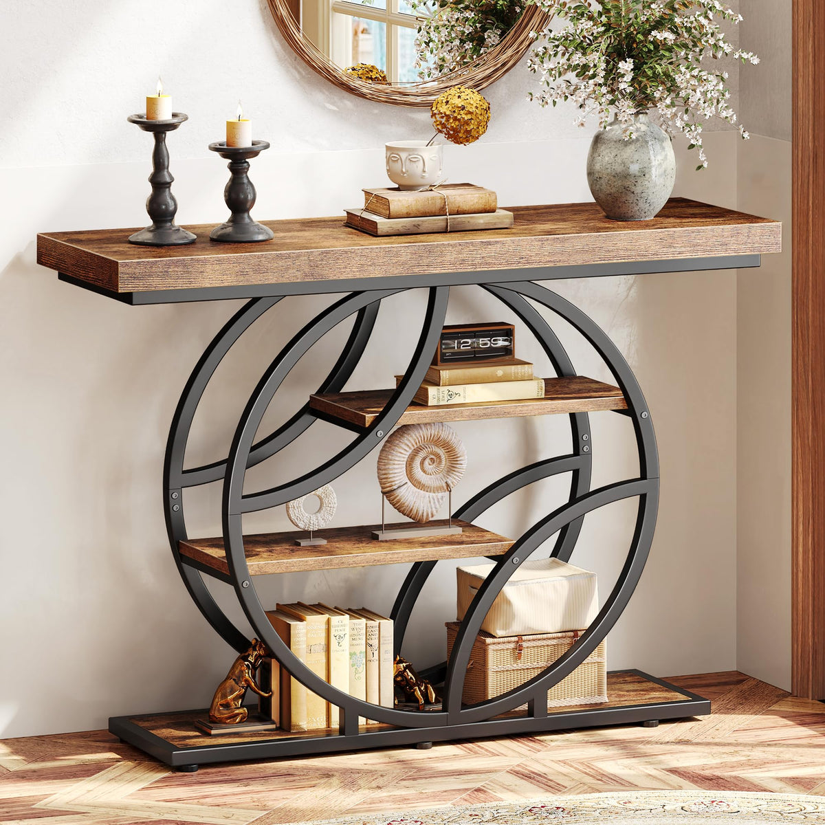 41.3 Inch Entryway Table with Curved Metal Frame O5524