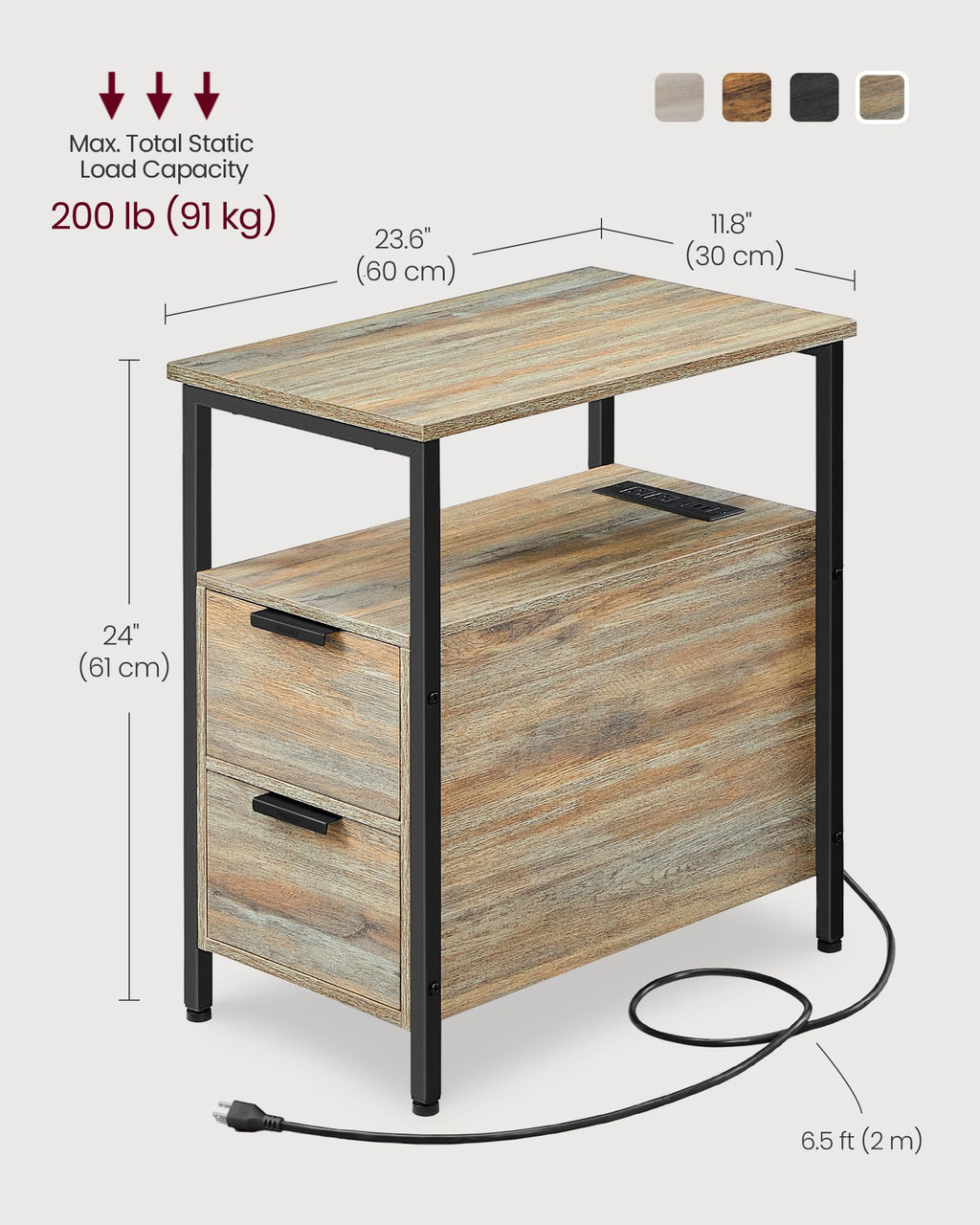 Side End Table with Charging Station N728663