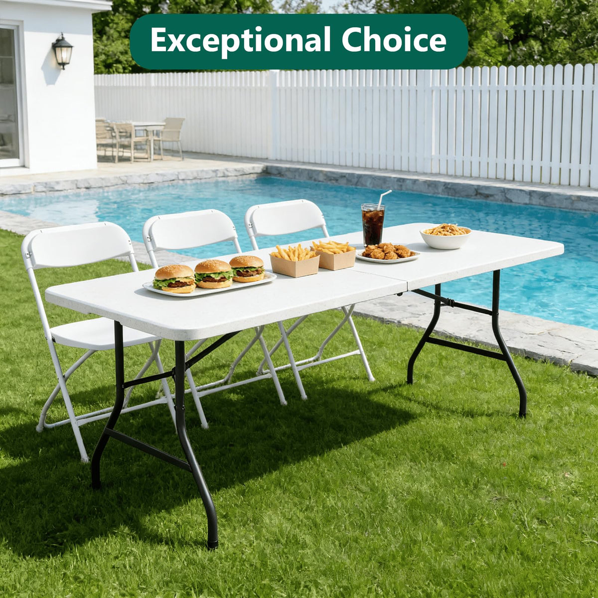 6FT White Folding Table with Steel Legs C6739