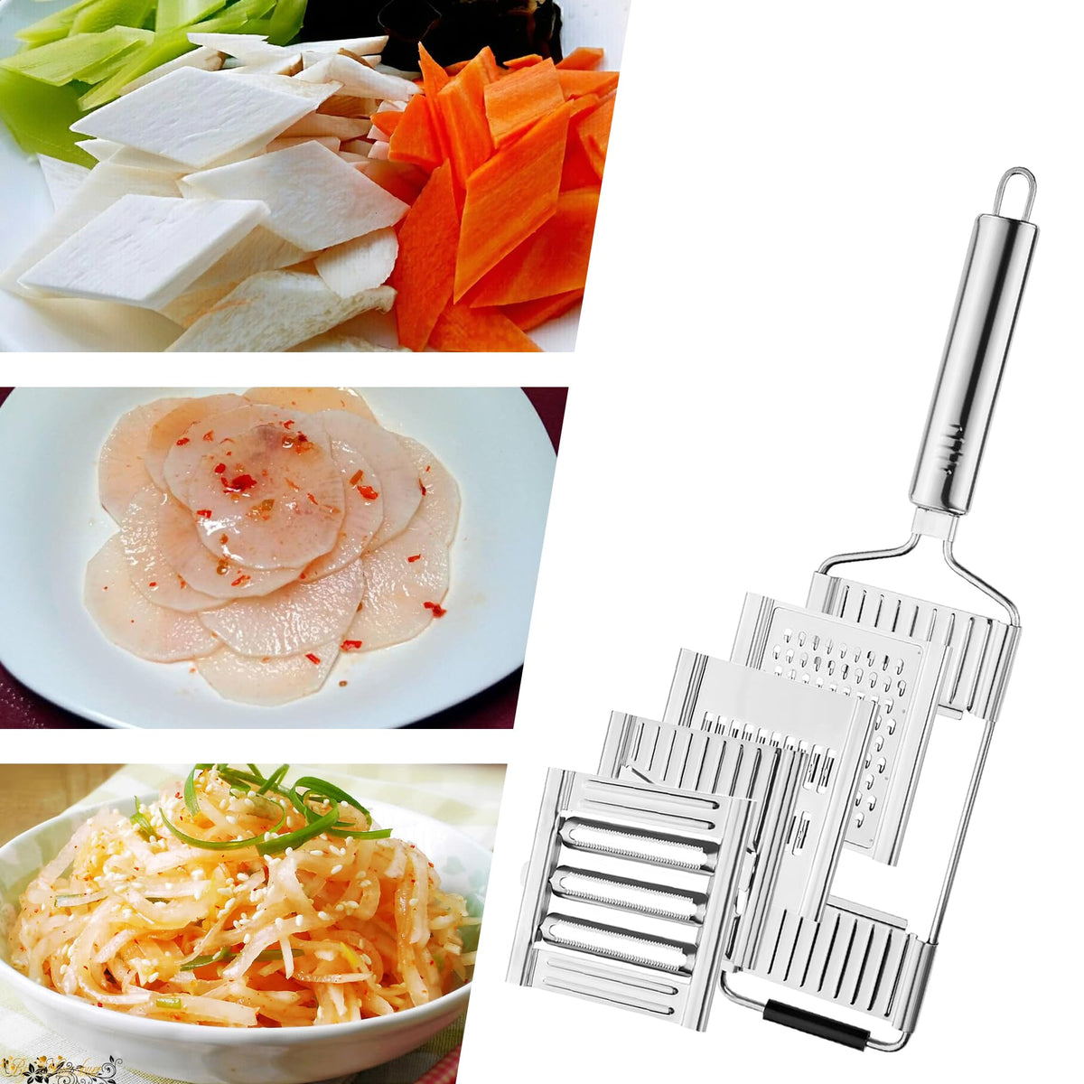 4 in 1 Stainless Steel Vegetable Chopper Grater and Slicer Set C7378