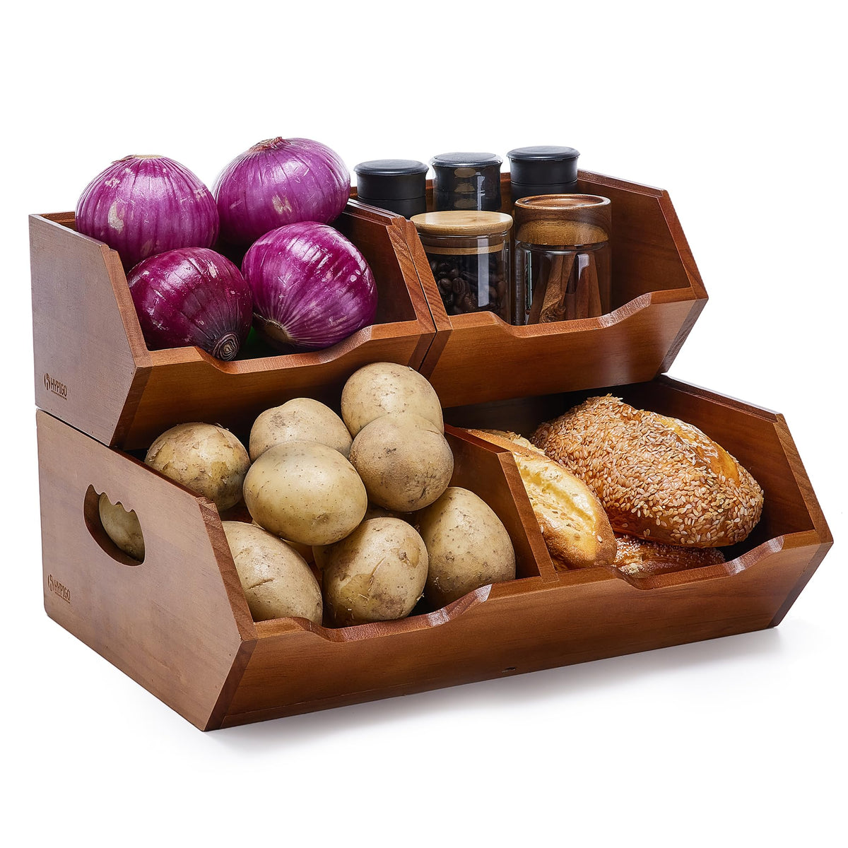 Wood 2-tier Stackable Pantry Organizer X461