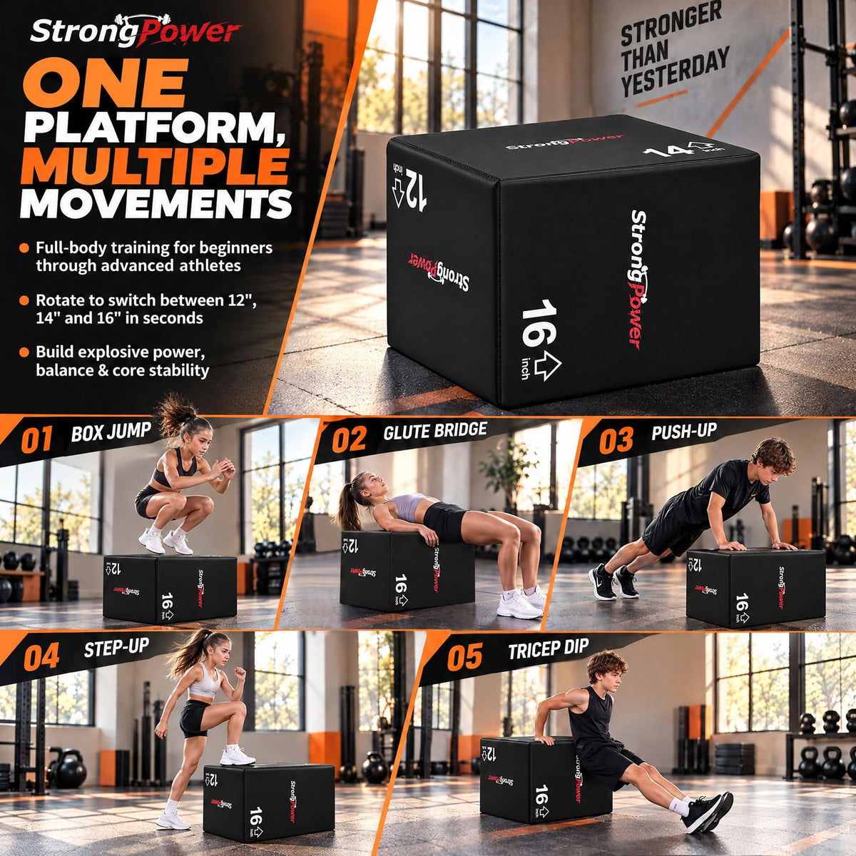 3-in-1 Foam Plyometric Jump Box P271859