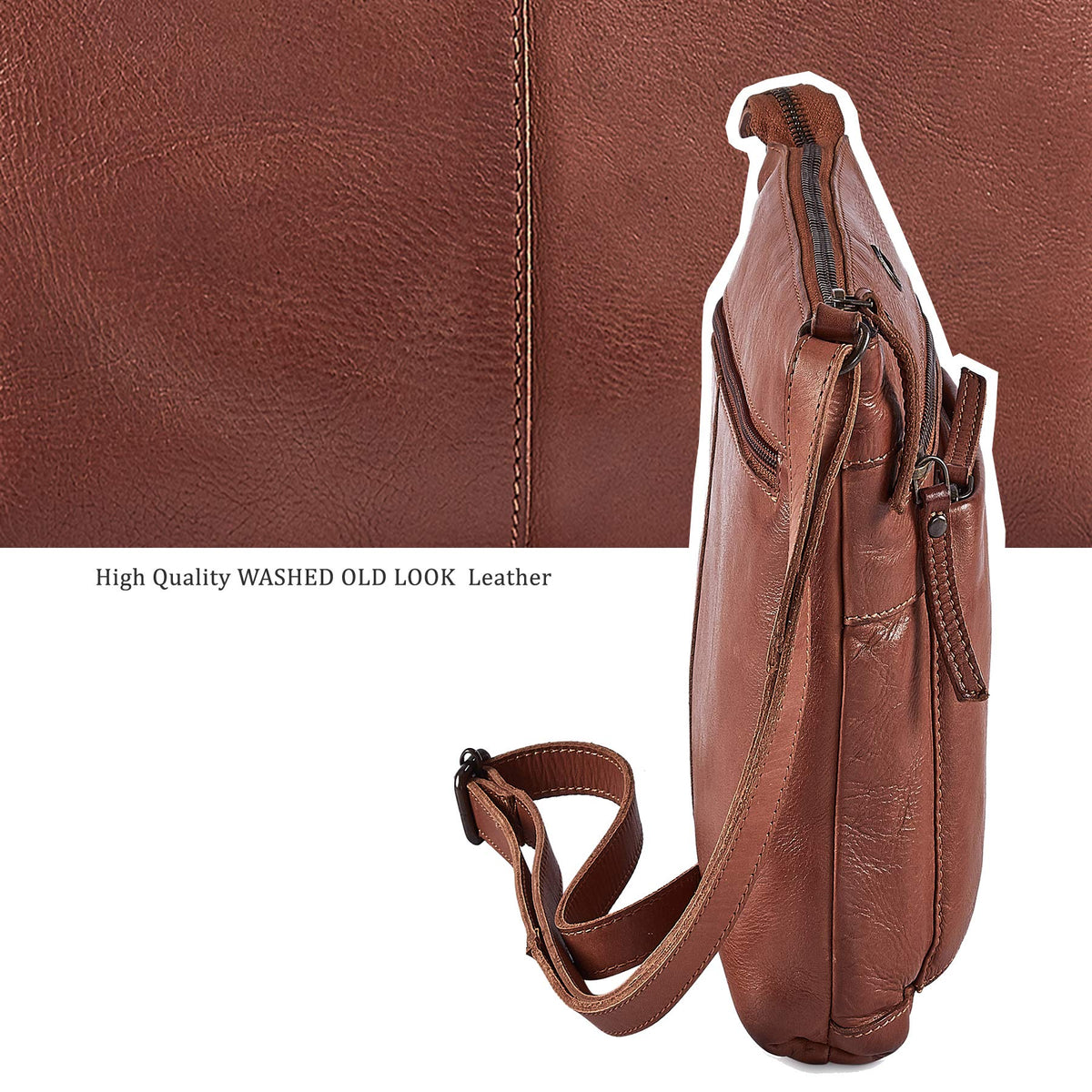 Small Genuine Leather Crossbody Bag with Adjustable Strap G2275