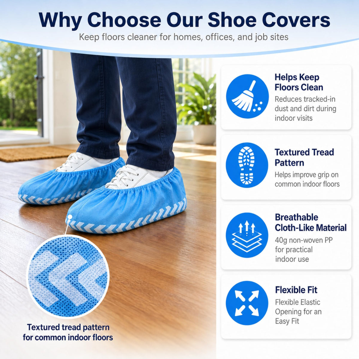 Blue Disposable Shoe Covers 100 Pack XL G1371