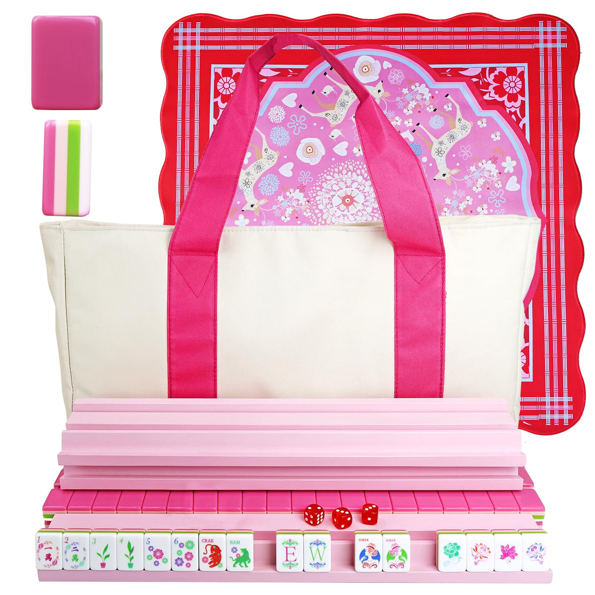 Acrylic 160 Tiles Mahjong Game Set with Carrying Bag N248