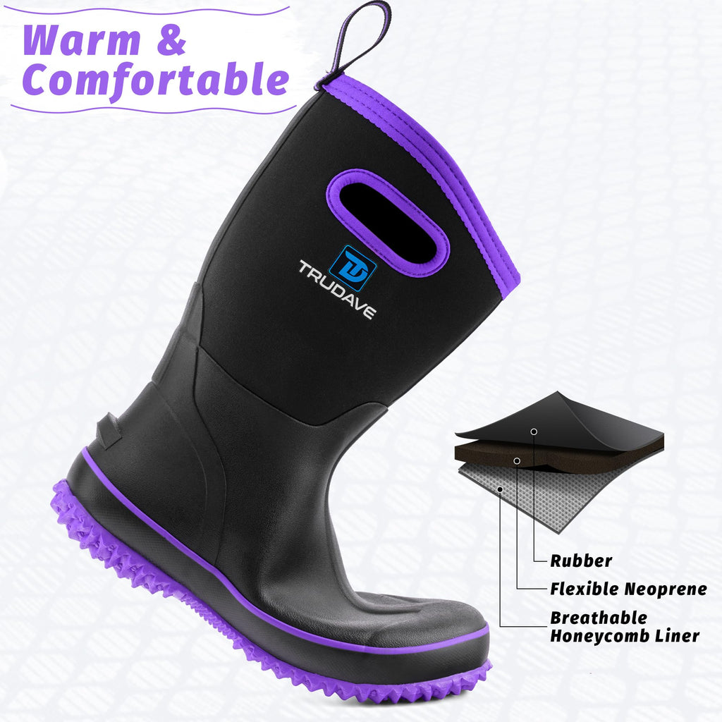 Mid Calf Waterproof Neoprene Insulated Rubber Boots H82543