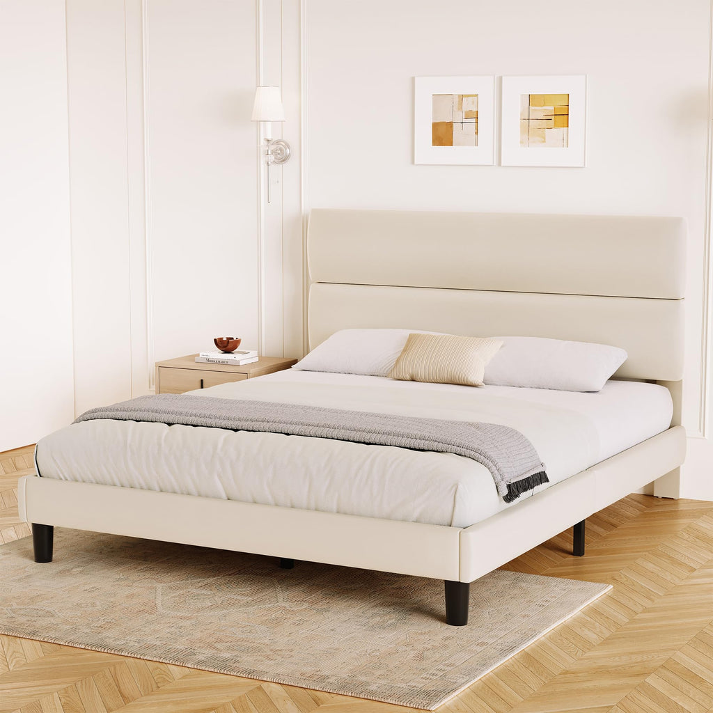 Queen Size Velvet Upholstered Platform Bed Frame R619