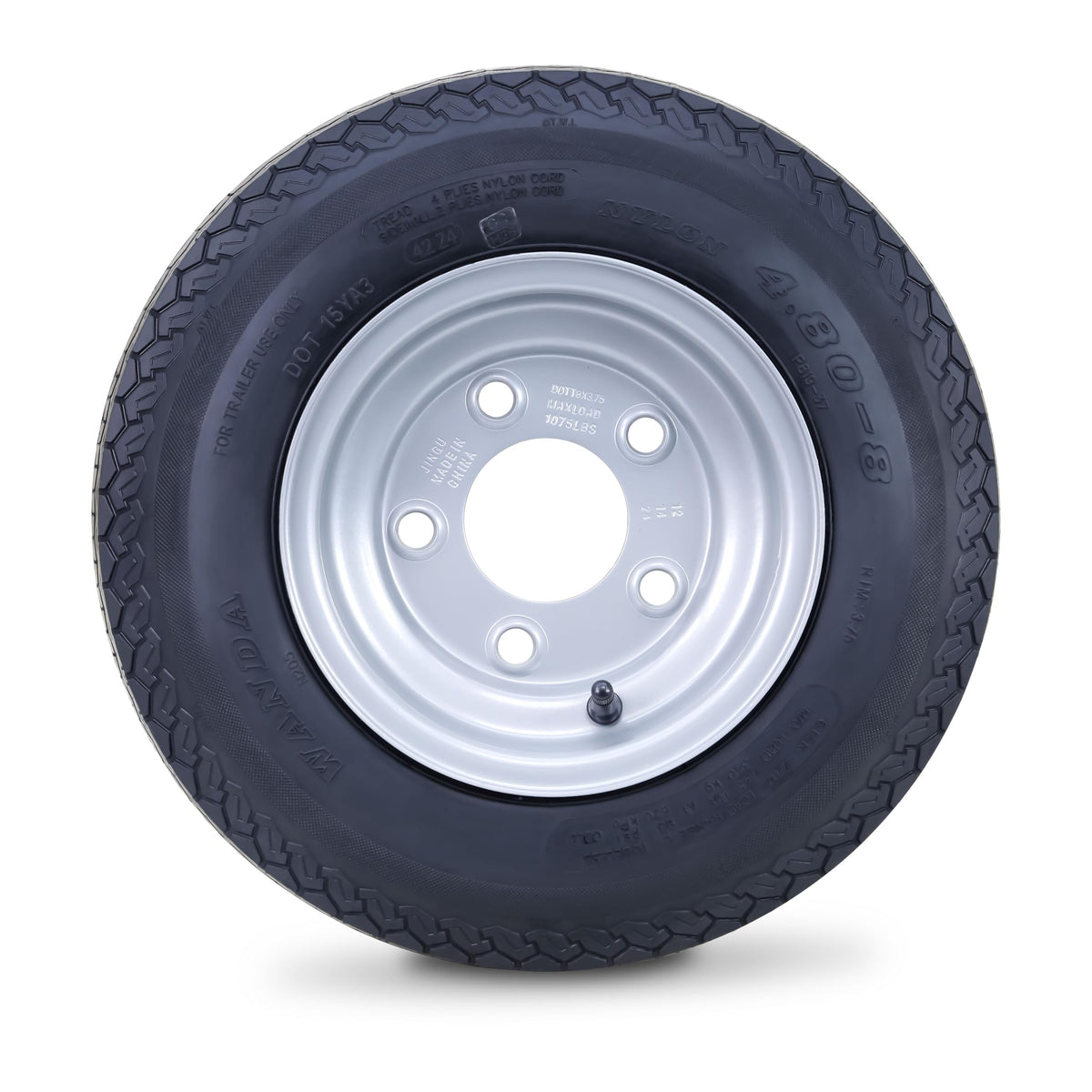 Trailer Tire Wheel 4.80-8 6-Ply 5 Lugs 4.5 Silver Rim Pk2 P8080