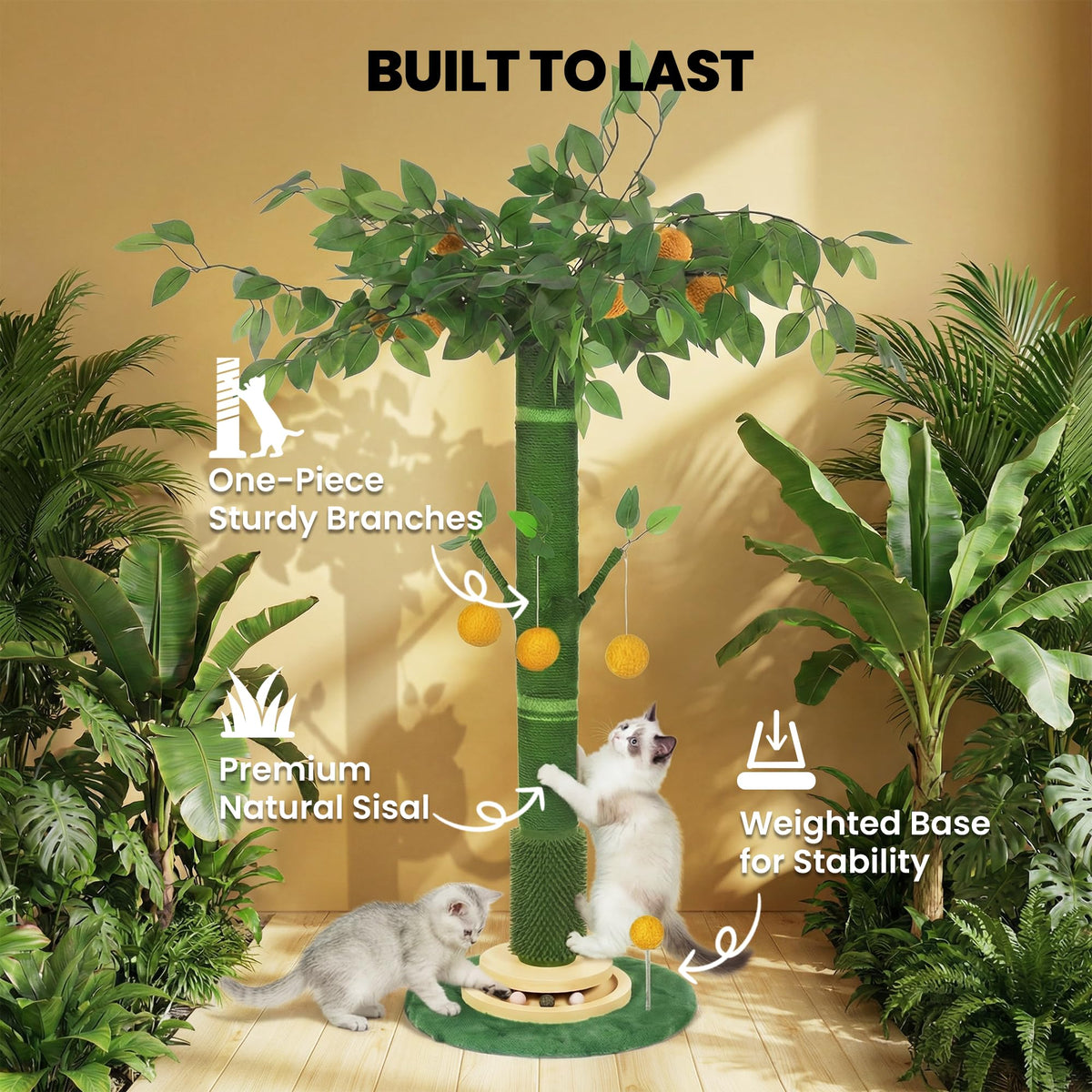 46" Extra Tall Sisal Rope Cat Scratching Post U96184