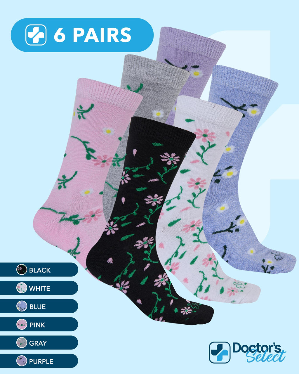 Moisture-Wicking Diabetic Socks 6 Pairs J139