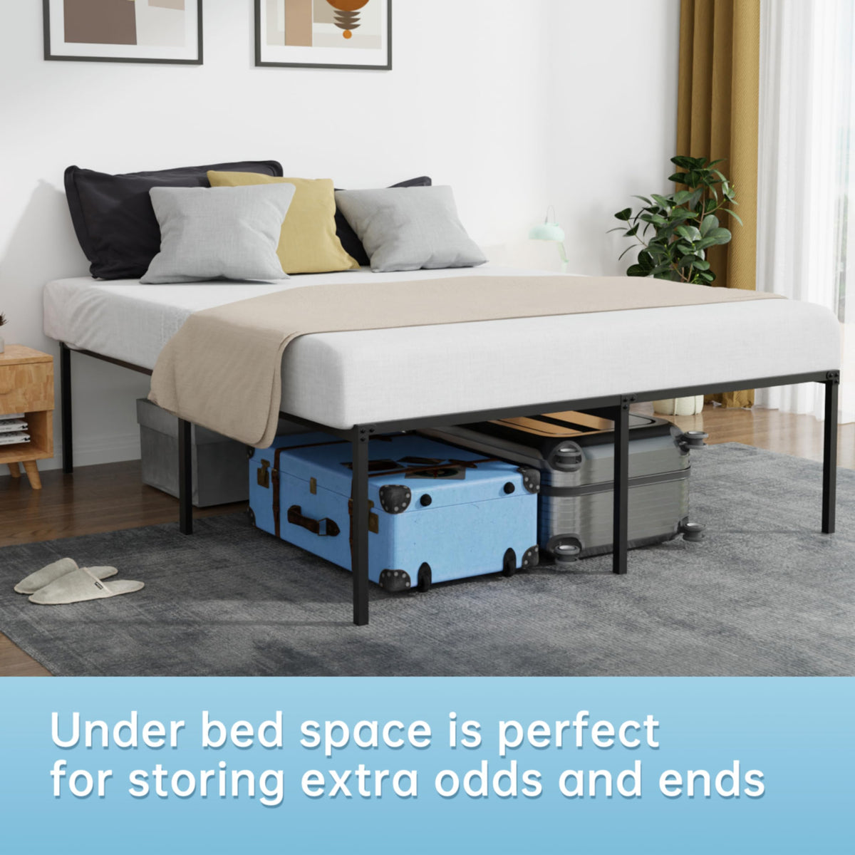 18 Inch Metal Full Bed Frame with Storage F624168