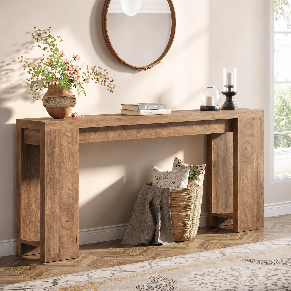 70.9-Inch Light Brown Console Table E92633