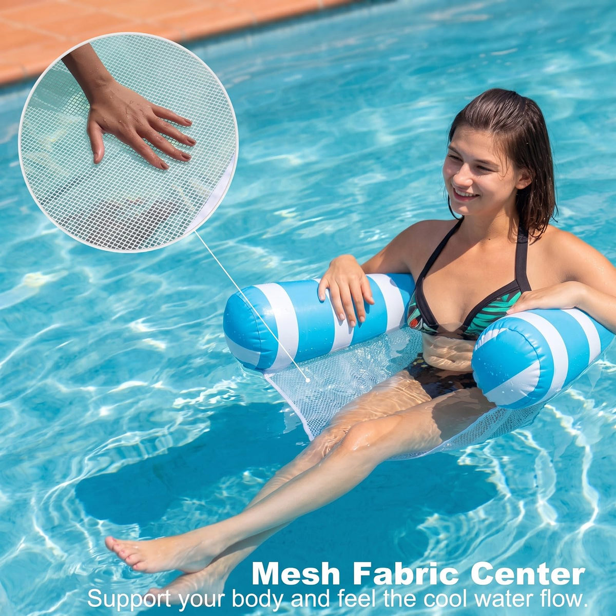 Inflatable Pool Floats Adult Size Water Hammock 4-in-1 Pool Lounge Chairs B999535