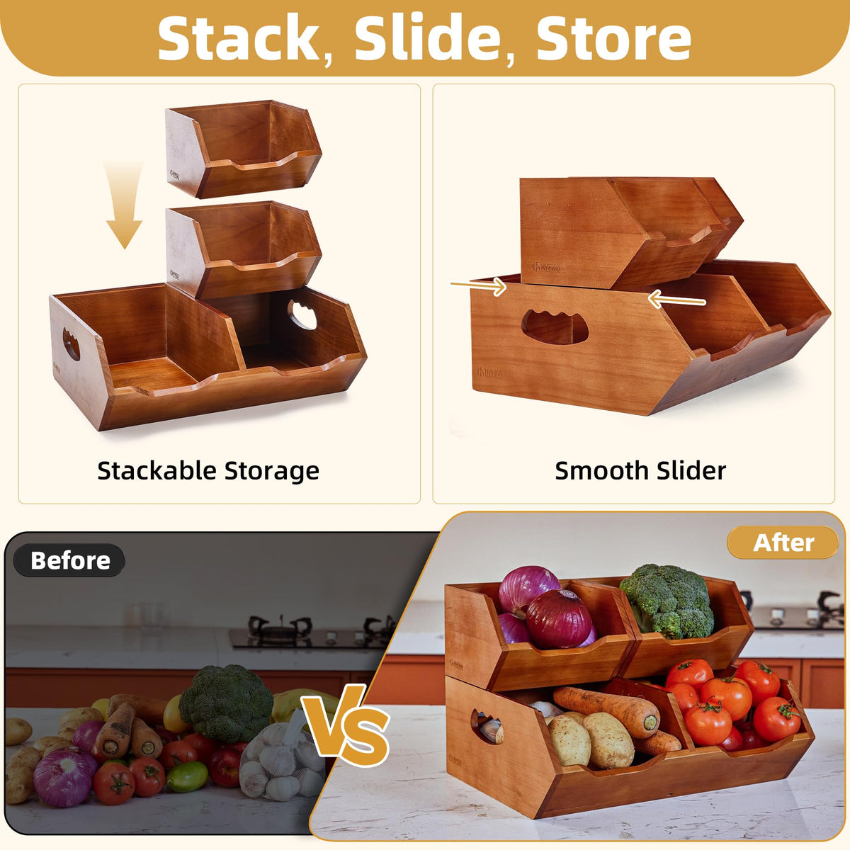 Wood 2-tier Stackable Pantry Organizer X461