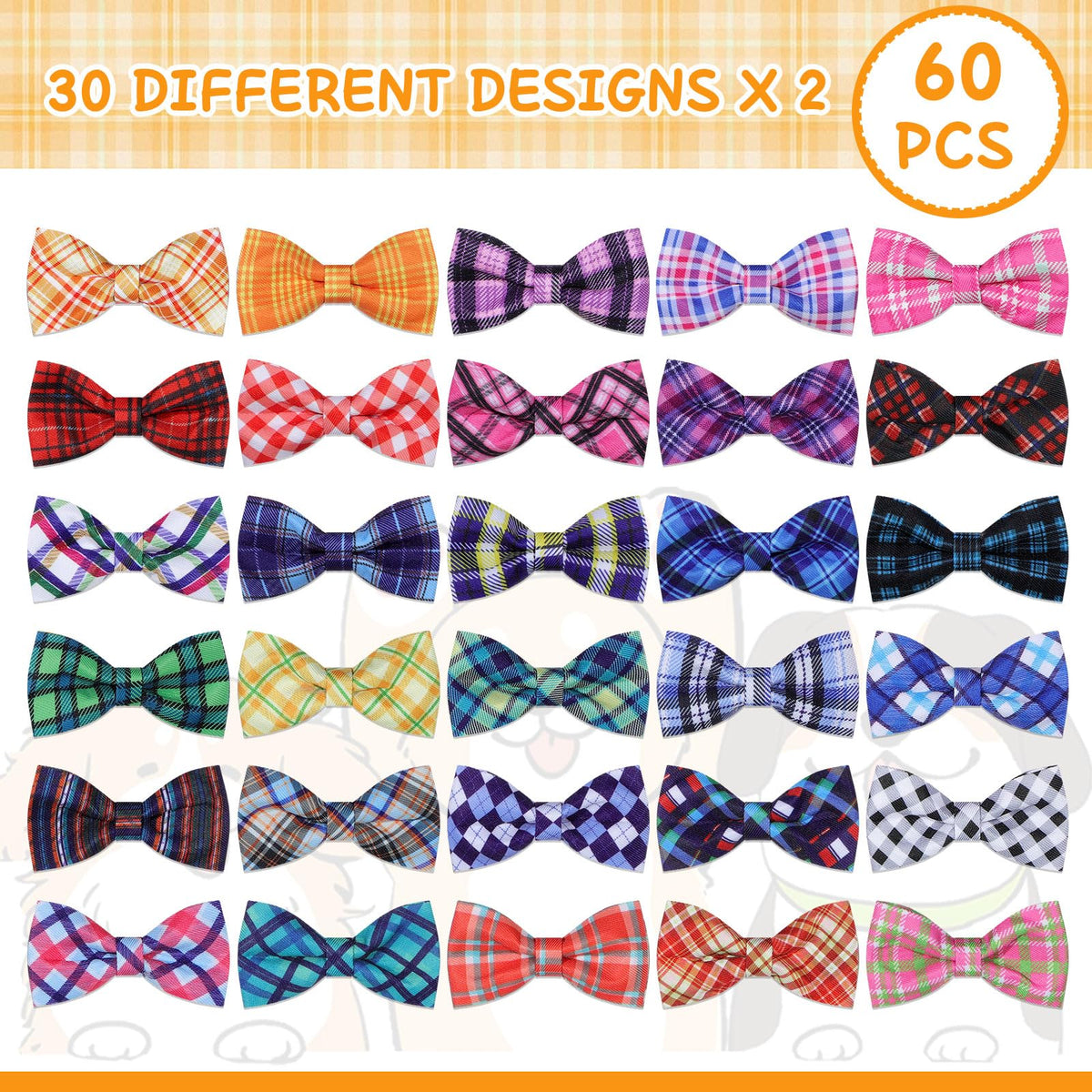 Plaid Dog Collar Bow Ties M580600