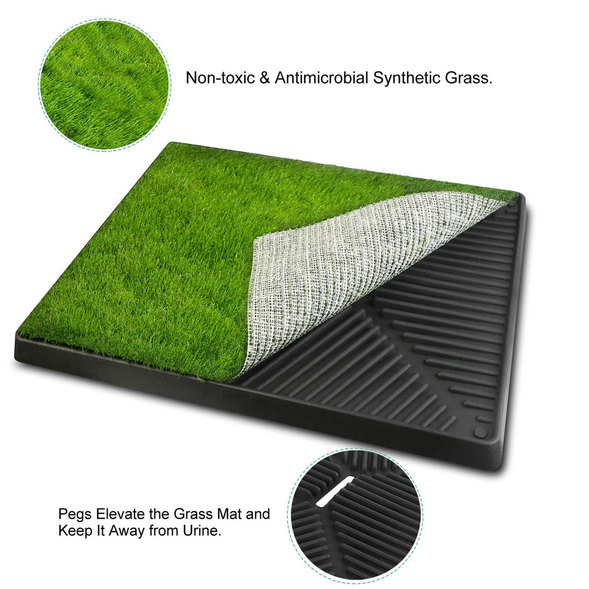 Artificial Grass Dog Potty Mat with Removable Waste Tray V687097