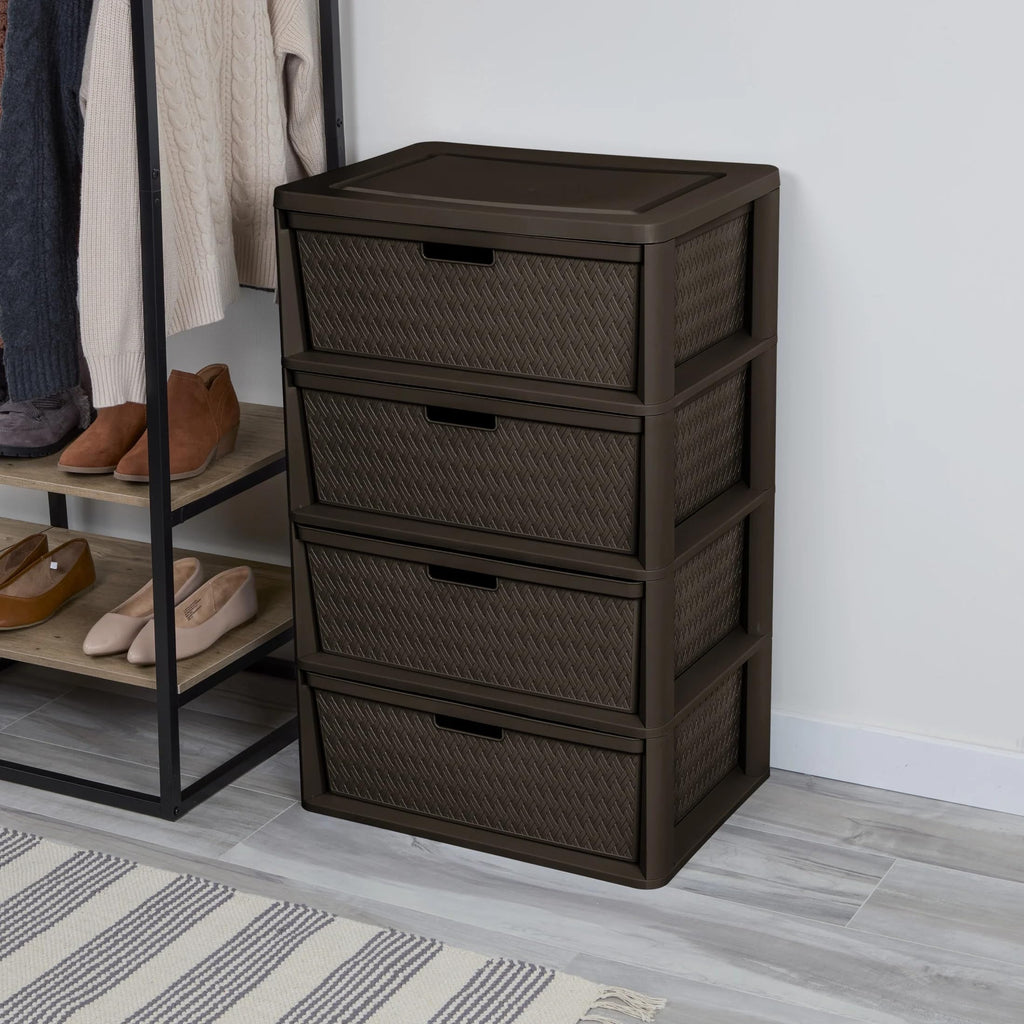 Dark Brown 4 Drawer Plastic Drawer Tower U72126