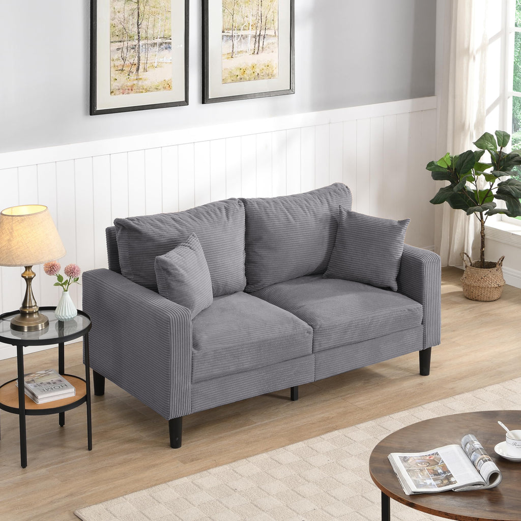 Light Gray 2-Seater Upholstered Loveseat Sofa C335