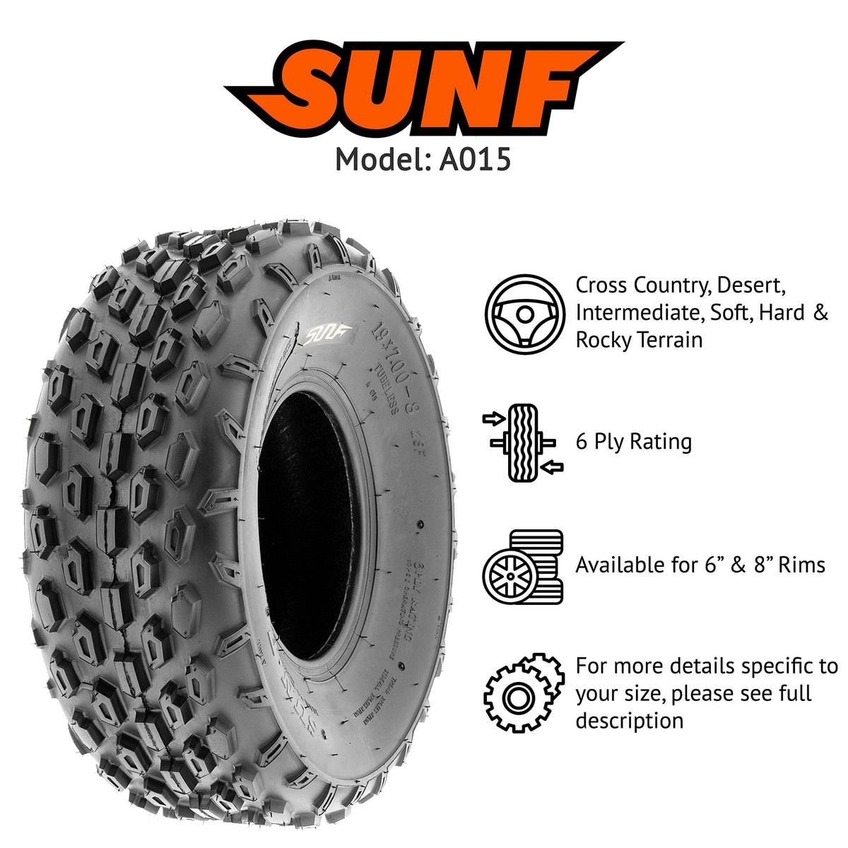 19x7-8 Tubeless 6 Ply Set of 4 E88974