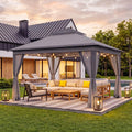 11x11 Pop Up Gazebo Canopy Tent with Mosquito Netting, Adjustable Height, Gray X936025