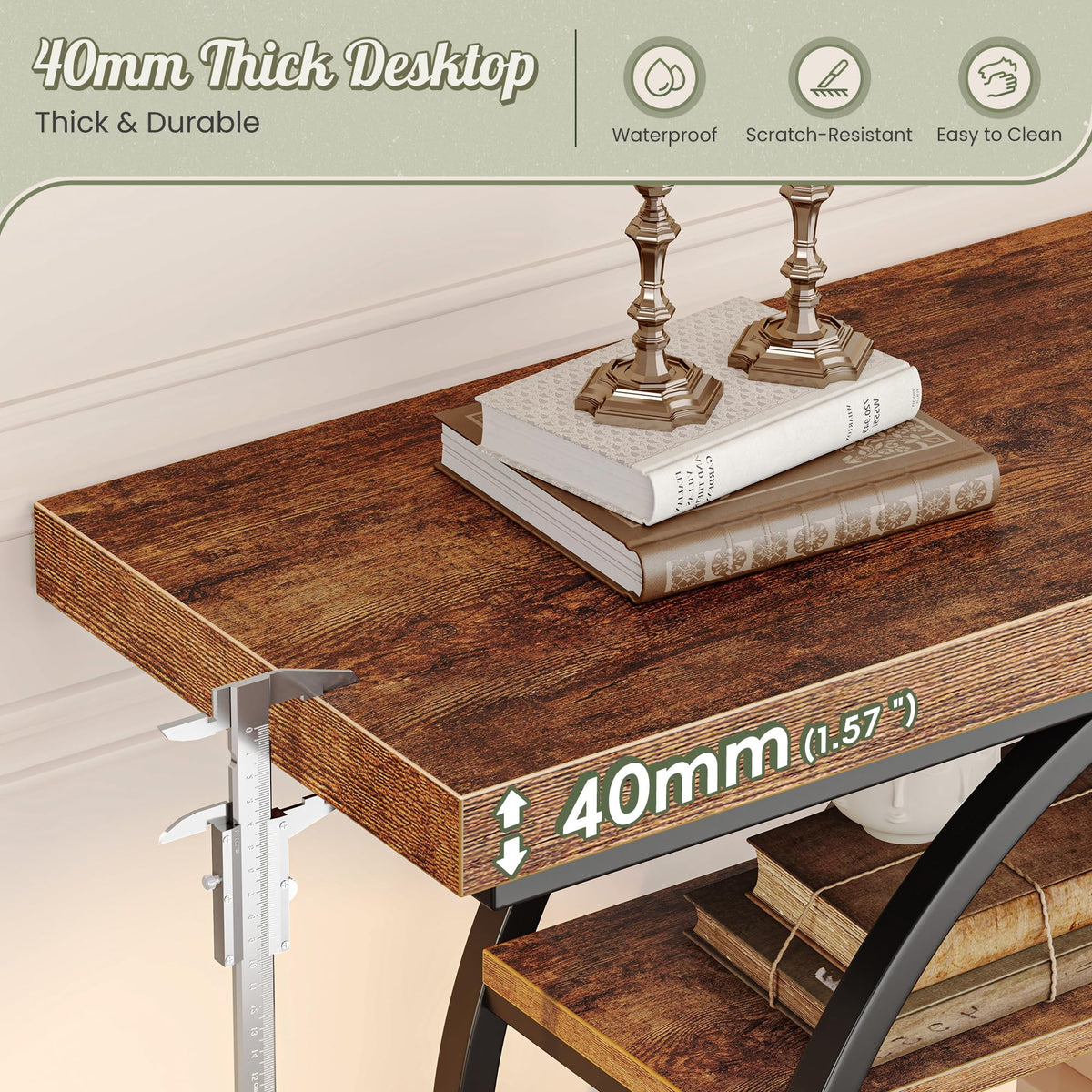 41.3 Inch Entryway Table with Curved Metal Frame O5524